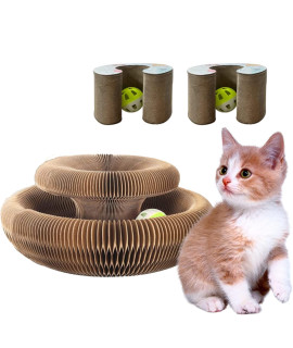 2 Pack Magic Organ Cat Scratching Board Cat Accordion Toy, Snufflepaw Accordion For Cats, Cat Accordion Toy, Cat Scratcher Cat Bed Interactive Scratcher Cat Toy, Foldable Recyclable Comes With Ball