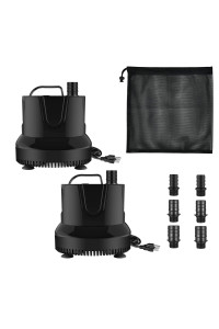 Simple Deluxe 800Gph Bottom Suction Submersible Water Pump With A Free 17X17 Filter Bag, 60W Durable Fountain Pump For Aquariums Fish Tank, Statuary, Hydroponics, 2 Pack