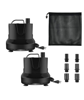 Simple Deluxe 1056Gph Bottom Suction Submersible Water Pump With A Free 17X17 Filter Bag, 80W Durable Fountain Pump For Aquariums Fish Tank, Statuary, Hydroponics, 2 Pack