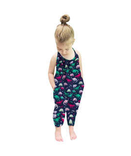 Leodye Toddler Baby Girl Jumpsuit Baby One Piece Sleeveless Romper Kid Summer Jumpsuit Sunflower Print Romper With Pockets