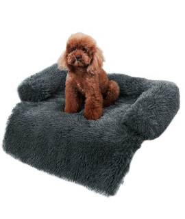 Faglan Ultra Soft Dog Couch Cover, Fluffy Dog Sofa Cover Plush Fur Dog Sofa Bed Calming Shag Washable Pet Couch Protector For Dogs Cats (Medium(339X319), Dark Grey)