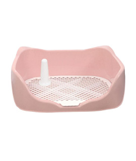 Dog Potty Tray With Removable Pee Post Three Side Wall Accessories Dog Pad Holder Tray, Keep Paws Dry And Clean Dog Training Toilet, Pink