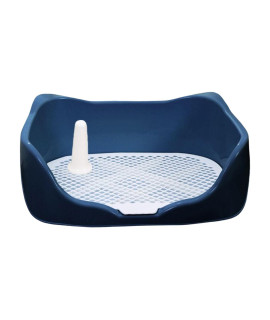 Dog Potty Tray With Removable Pee Post Three Side Wall Accessories Dog Pad Holder Tray, Keep Paws Dry And Clean Dog Training Toilet, Blue