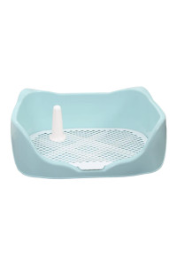 Dog Potty Tray With Removable Pee Post Three Side Wall Accessories Dog Pad Holder Tray, Keep Paws Dry And Clean Dog Training Toilet, Sky Blue