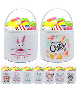 Personalized Easter Basket With Name Handle,Custom Easter Baskets Bags For Kids Boys Girls Candy Eggs