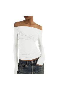 Teen Girl T Shirts Tops Y2K Crewneck Knit Cropped Tee Blouse Loungewear Loose Casual T-Shirts Summer 05-White,Medium