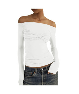 Teen Girl T Shirts Tops Y2K Crewneck Knit Cropped Tee Blouse Loungewear Loose Casual T-Shirts Summer 05-White,Medium