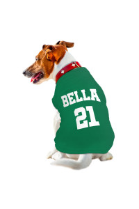 Atdesk Custom Dog Shirt, Dog Soccer Jersey Summer Puppy Vest T-Shirt, Breathable Sleeveless Tank Top Pet Outfit For Samll Dogs Cats, Add Your Number & Name(Large Green)