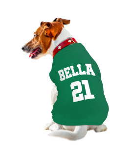 Atdesk Custom Dog Shirt, Dog Soccer Jersey Summer Puppy Vest T-Shirt, Breathable Sleeveless Tank Top Pet Outfit For Samll Dogs Cats, Add Your Number & Name(Large Green)