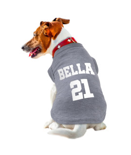 Atdesk Custom Dog Shirt, Dog Soccer Jersey Summer Puppy Vest T-Shirt, Breathable Sleeveless Tank Top Pet Outfit For Samll Dogs Cats, Add Your Number & Name(X-Large Grey)