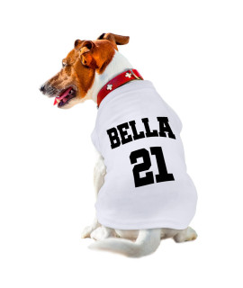 Atdesk Custom Dog Shirt, Dog Soccer Jersey Summer Puppy Vest T-Shirt, Breathable Sleeveless Tank Top Pet Outfit For Samll Dogs Cats, Add Your Number & Name(Xx-Large White)