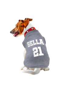Atdesk Custom Dog Shirt, Dog Soccer Jersey Summer Puppy Vest T-Shirt, Breathable Sleeveless Tank Top Pet Outfit For Samll Dogs Cats, Add Your Number & Name(Xx-Large Grey)