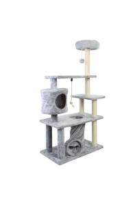 Windboy Cat Tree Cat Climber Kitten Activity Tower Condo Multi Level Gray Pet Play House With Scratching Post And Activity Tree Pet Products For Cats 55 Inches
