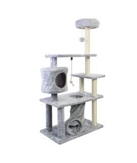 Windboy Cat Tree Cat Climber Kitten Activity Tower Condo Multi Level Gray Pet Play House With Scratching Post And Activity Tree Pet Products For Cats 55 Inches