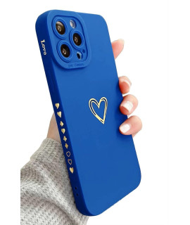 Iaiyoxi Compatible With Iphone 8 Case For Women, For Iphone 8 47 Inch, Bronzing Luxury Heart Phone Case Cute Soft Tpu Shockproof Full Camera Lens Protective Cover - Blue
