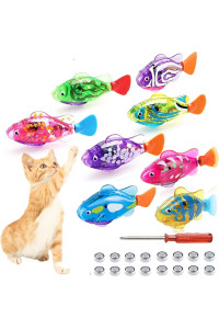 Swimming Robot Fish Cat Toy, Interactive Fish Cat Toys For Indoor Cats Play, Cat Enrichment Electronic Cat Stuff Kitty Exercise Toys Fish With Led Light To Stimulate Your Cats Hunter Instincts (8Pcs)