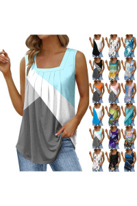 Womens 2023 Fashion Summer Tank Tops Sleeveless Square Neck Color Gradient Blouses Butterfly Loose Leopard Print Tee Tank