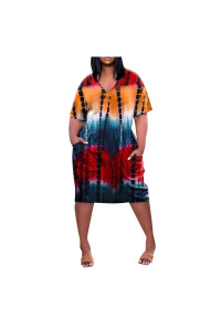 Jmmslmax Dresses For Women 2023 Casual Plus Size Women Summer Dress Tshirt Beach Sundress Vintage Tie Dye Print Swing Dresses