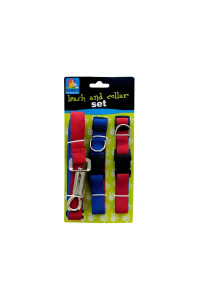 Dual-Colored Nylon Leash & Collars Set