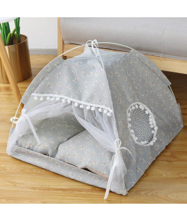 Washable Pet Puppy Kennel Dog Cat Tent, Pet Tent Bed, Pet Teepee Dog Cat Bed with Canopy, Pet Bed, Portable Foldable Durable Pet Tent(D0101HEBUIY.)