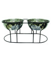YML Medium Wrought Iron Stand with Double Stainless Steel Feeder Bowls