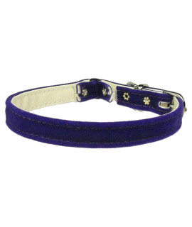 Velvet 3/8 Plain Cat Collar w/ Band Purple 10