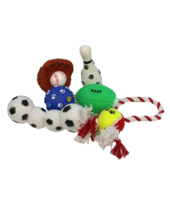 6 Piece Sports Themed Pet Toy Set(D0102H7LLZV.)