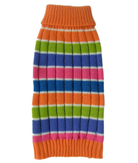 Tutti-Beauty Rainbow Heavy Cable Knitted Ribbed Designer Turtle Neck Dog Sweater(D0102H7LDCA.)