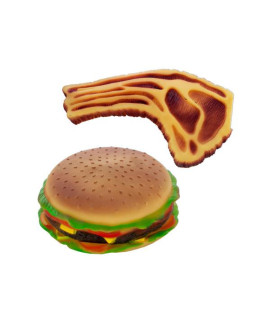Squeaky Hamburger & Steak Dog Toy