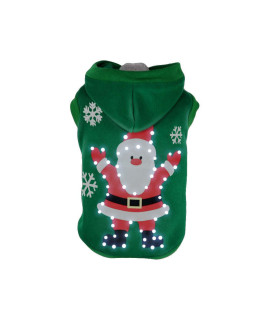 Pet Life LED Lighting Hands-Up-Santa Hooded Sweater Pet Costume(D0102H70F5W.)