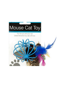 Feathered Mouse in Ball Cage Cat Toy