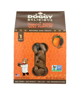 Doggy Delirious Dog Treats - Pumpkin Bones - Case of 6 - 16 oz(D0102HXWETX.)