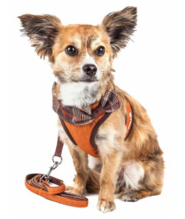Pet Life Luxe 'Pawsh' 2-In-1 Mesh Reversed Adjustable Dog Harness-Leash W/ Fashion Bowtie(D0102H70XHG.)