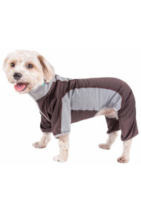 Pet Life Active 'Warm-Pup' Heathered Performance 4-Way Stretch Two-Toned Full Body Warm Up(D0102H708ZY.)
