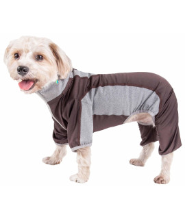 Pet Life Active 'Warm-Pup' Heathered Performance 4-Way Stretch Two-Toned Full Body Warm Up(D0102H708ZY.)