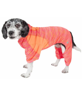 Pet Life Active 'Downward Dog' Heathered Performance 4-Way Stretch Two-Toned Full Body Warm Up Hoodie(D0102H708IA.)