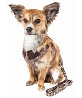 Pet Life Luxe 'Houndsome' 2-In-1 Mesh Reversible Plaided Collared Adjustable Dog Harness-Leash(D0102H70XXA.)