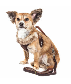 Pet Life Luxe 'Furracious' 2-In-1 Mesh Reversed Adjustable Dog Harness-Leash W/ Removable Fur Collar(D0102H70HUW.)