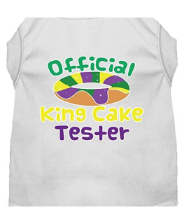 King Cake Taster Screen Print Mardi Gras Dog Dress White Med