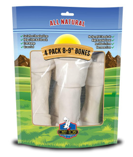 4 Pack 8-9 Inch Rawhide Bones In A Printed Zip Lock, Pegable Full Color Bag With Window