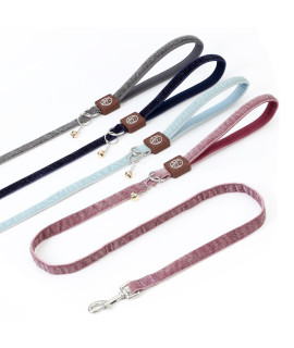 Reflective Dog Leash for Small Medium Dog with Comfortable handle and Nylon Webbing Shiny Suede Fabric(D0102HP80FU.)
