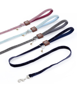 Reflective Dog Leash for Small Medium Dog with Comfortable handle and Nylon Webbing Shiny Suede Fabric(D0102HP803A.)