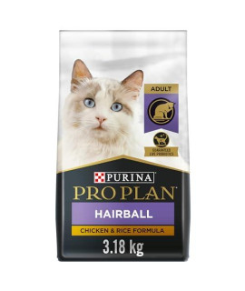 Purina Pro Plan Hairball Control Cat Food, Chicken and Rice Formula - 7 lb. Bag