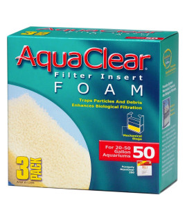 AquaClear 50 Foam Filter Inserts, Aquarium Filter Replacement Media, 3-Pack, A1394