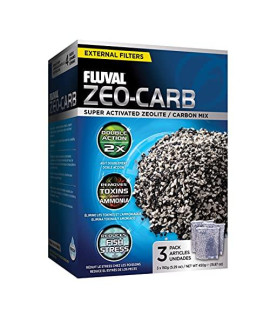 Fluval Zeo-Carb, Chemical Filter Media for Freshwater Aquariums, 150-gram Nylon Bags, 3-Pack, A1490 , White