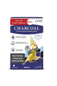 Hari Bird Charcoal, Coconut Derived Activated Charcoal, Aid in Digestion and Eliminate Toxins, Hagen Supplement for All Birds, 8.11 oz