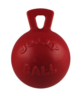 Jolly Pets Tug-n-Toss Heavy Duty Dog Toy Ball with Handle, 8 Inches/Large, Red (408 RD)