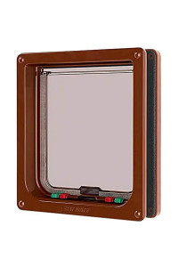 cat Mate Large 4-Way cat Door for Large cats and Small Dogs with Magnetic catch and Durable, Rigid Flap - Brown