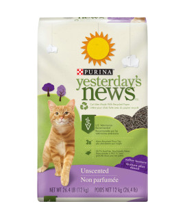 Purina Yesterday's News Non Clumping Paper Cat Litter, Softer Texture Unscented Cat Litter - 26.4 lb. Bag