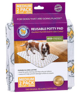 PoochPad Original Washable, Reusable Potty Pad (Medium, Pack of 2) - Unmatched Odor Control, Leakproof Puppy Training Pee Pad